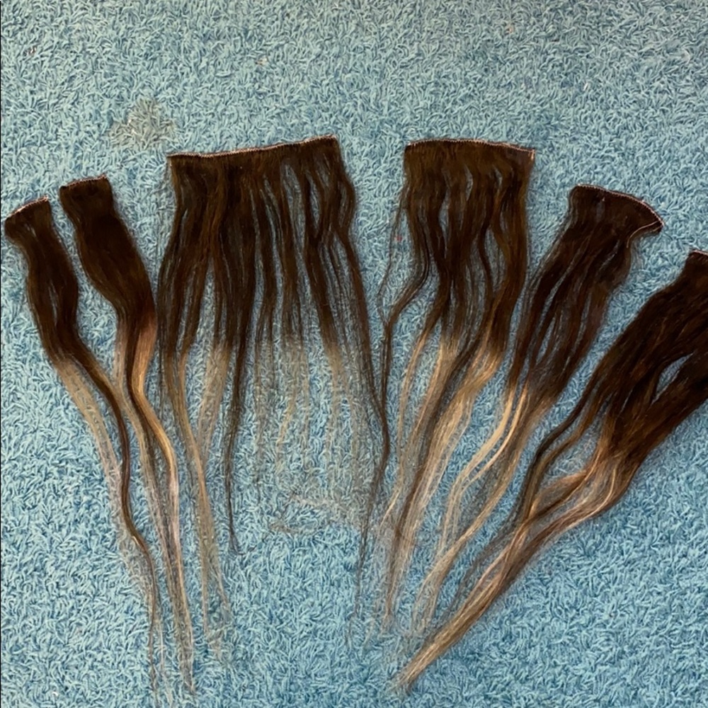 Brown ombré real human hair clip ins 6 pieces
